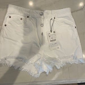 Brand New Zara denim shirts frayed edge button Fly size 6